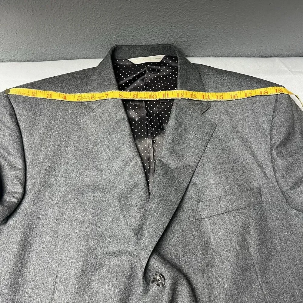 Samuelsohn 100% Wool SB Gable Super 120's Sport Coat Blazer Custom Size 44R Gray